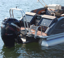 Telescoping pontoon ladder